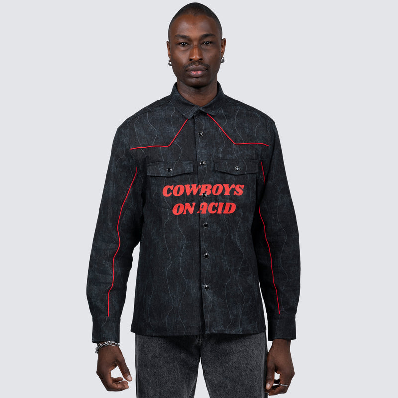 ACID COWBOY DENIM SHIRT (BLACK)