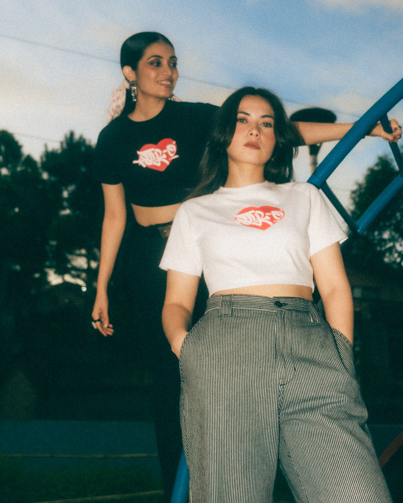 Baby Tee (White/Red Heart)