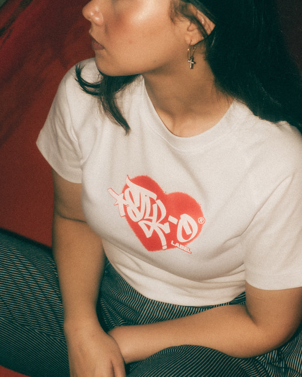 Baby Tee (White/Red Heart)