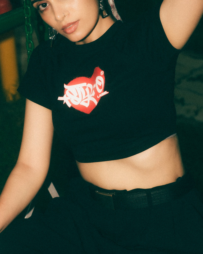 Baby Tee (Black / Red Heart)