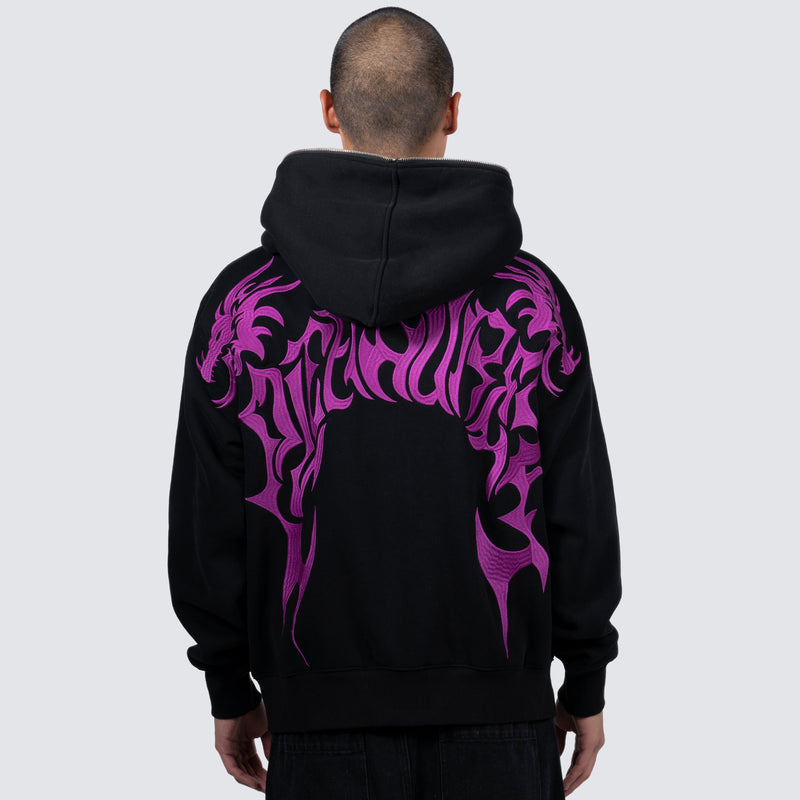 DRAGON ZIP HOODIE (BLACK)