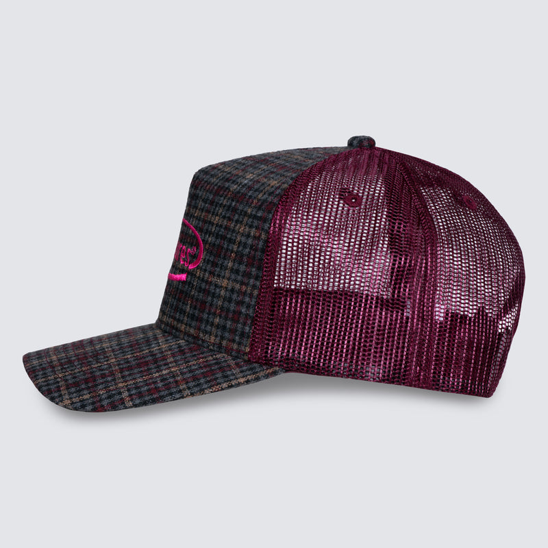 HAPPIER PLAID TRUCKER (MAROON)