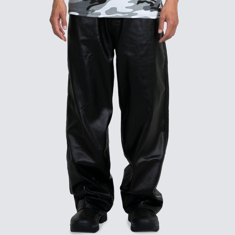 LATEX FORMULA BAGGY JEANS (Black)