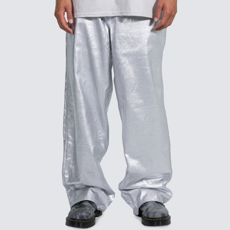 LATEX FORMULA BAGGY JEANS (Silver)