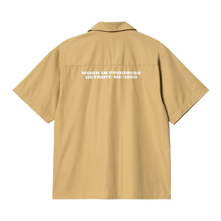 S/S Link Script Shirt (BOURBON/WHITE)