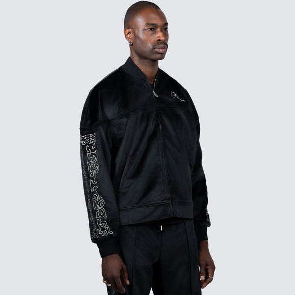 UNQUOTE VELOUR JACKET (BLACK)