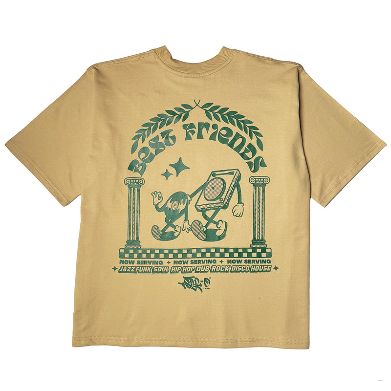 BEST FRIENDS RECORD PLAYER TEE (BEIGE)