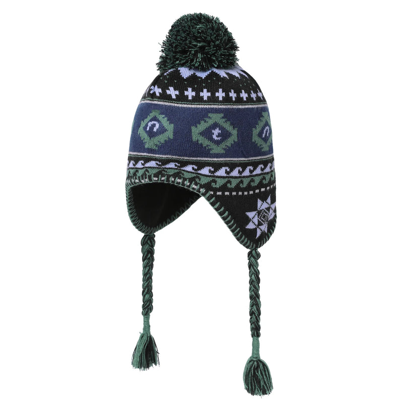 Pom Earflap Beanie (Black)