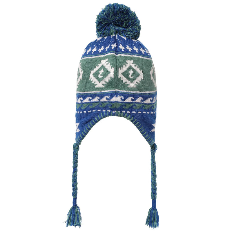 Pom Earflap Beanie (Blue)