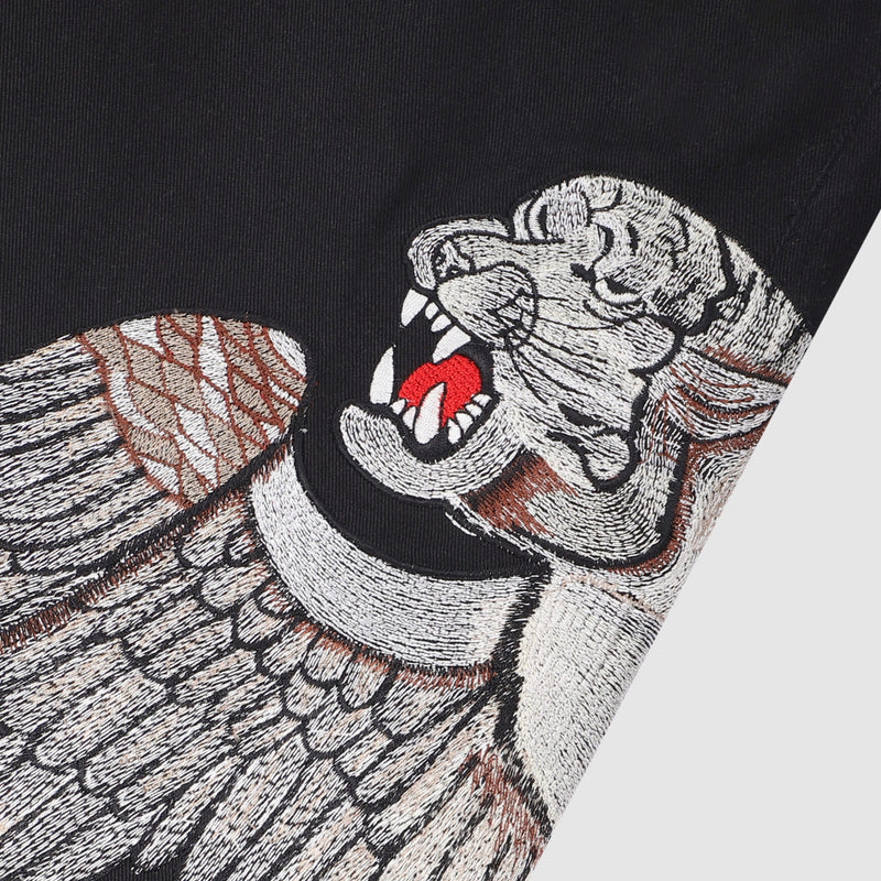 WINGED TIGER EMBROIDERED SHORTS (BLACK)