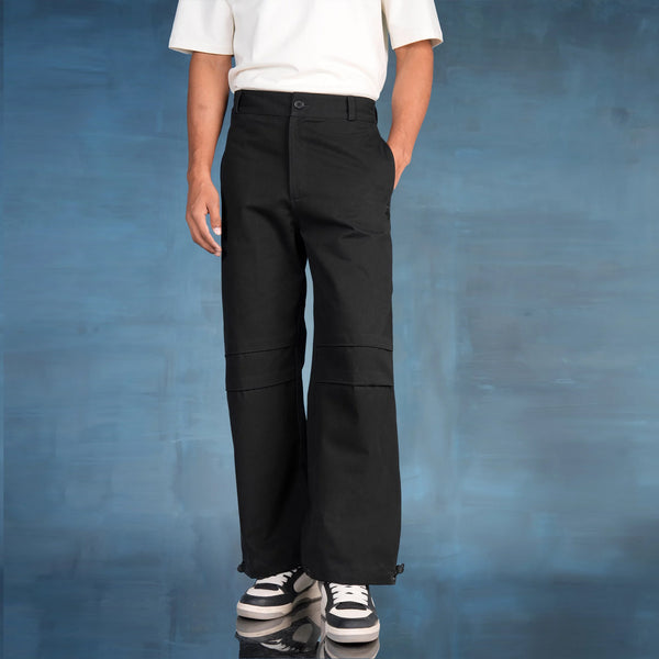 CONSTRUCTED TWILL PANTS (BLACK)