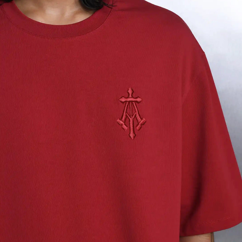 Alpha Cross Embroidered Tee (Red)