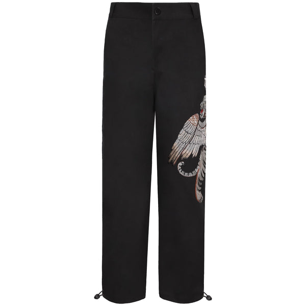 WINGED TIGER EMBROIDERED PANTS