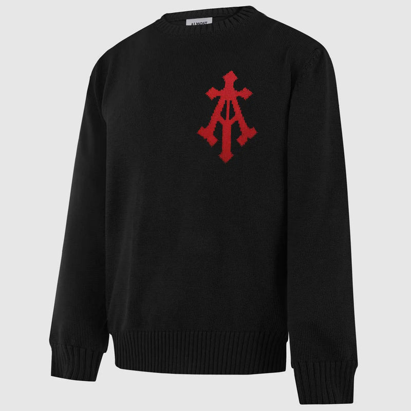 Alpha Cross Knit Sweater (Black)