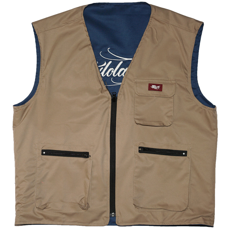 Reversible Utility Vest (Blue/Cream)