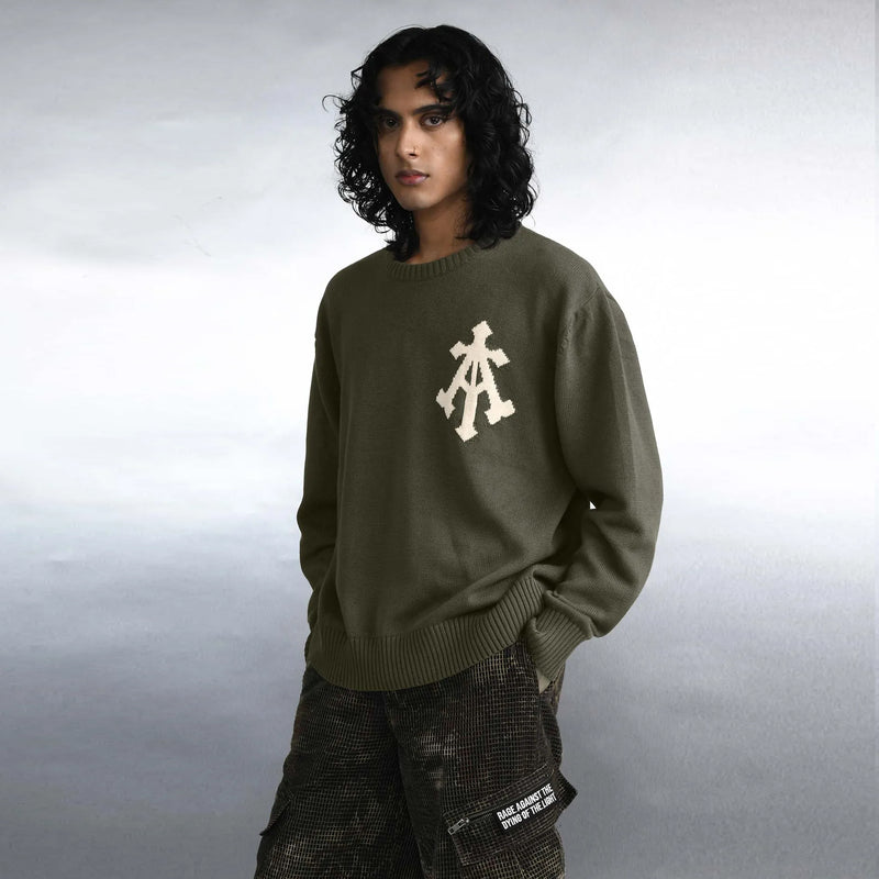 Alpha Cross Knit Sweater (Olive)