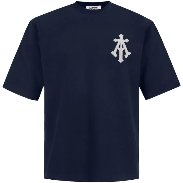 Alpha Cross Aari Knit Tee (Navy)