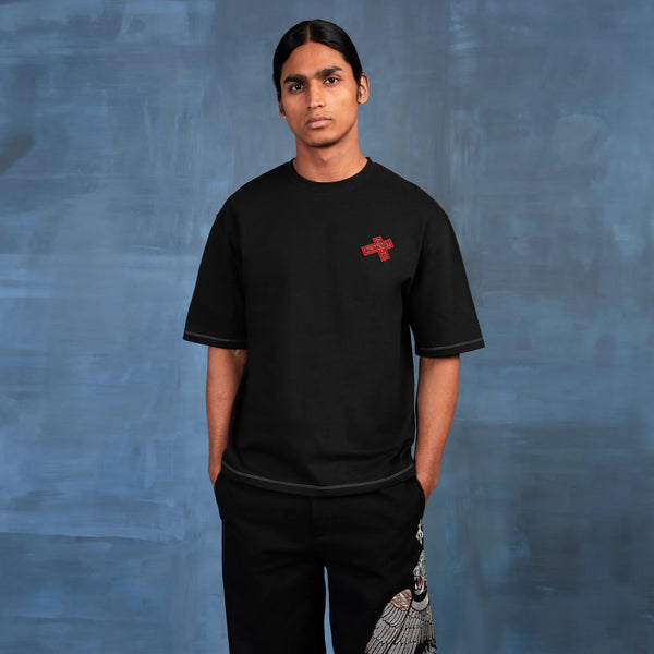 PIGMENT DYED RUBBER CROSS LOGO TEE