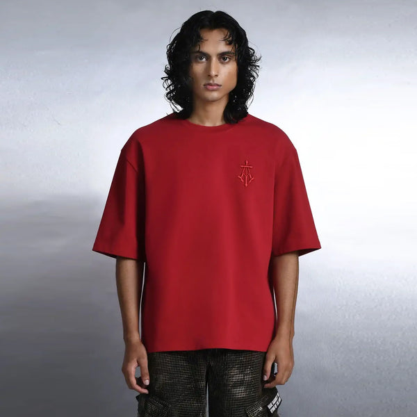 Alpha Cross Embroidered Tee (Red)