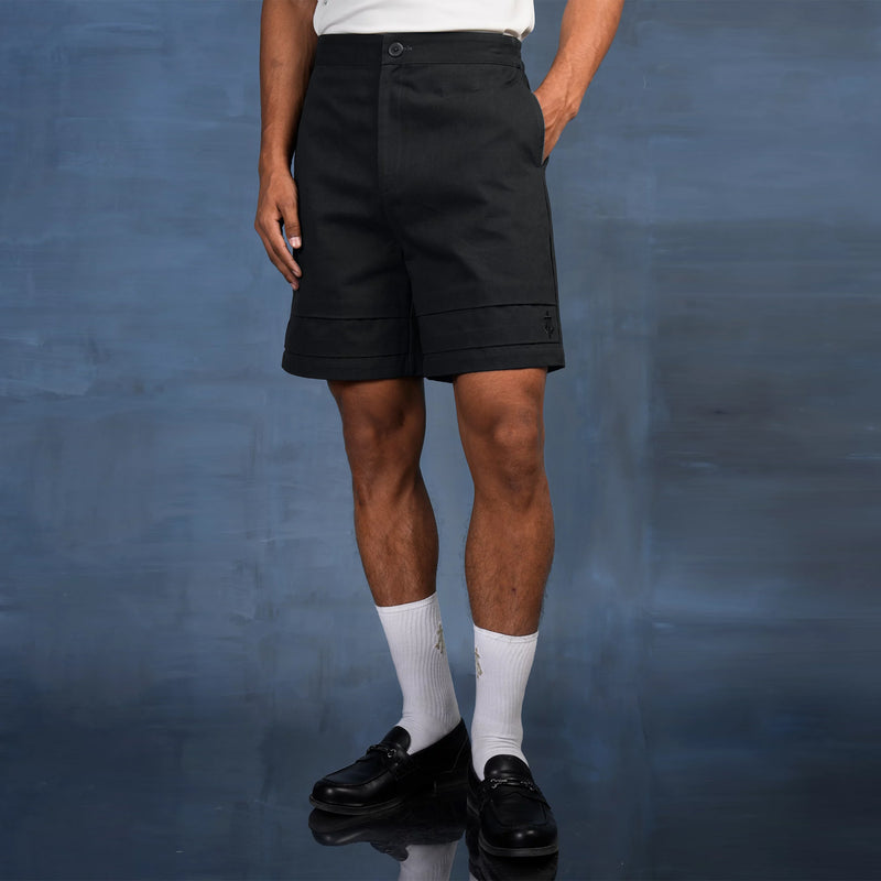 CONSTRUCTED TWILL SHORTS (BLACK)