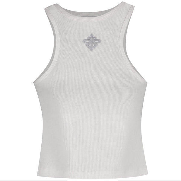 Alpha Cross Ribbed Tank Top (White)