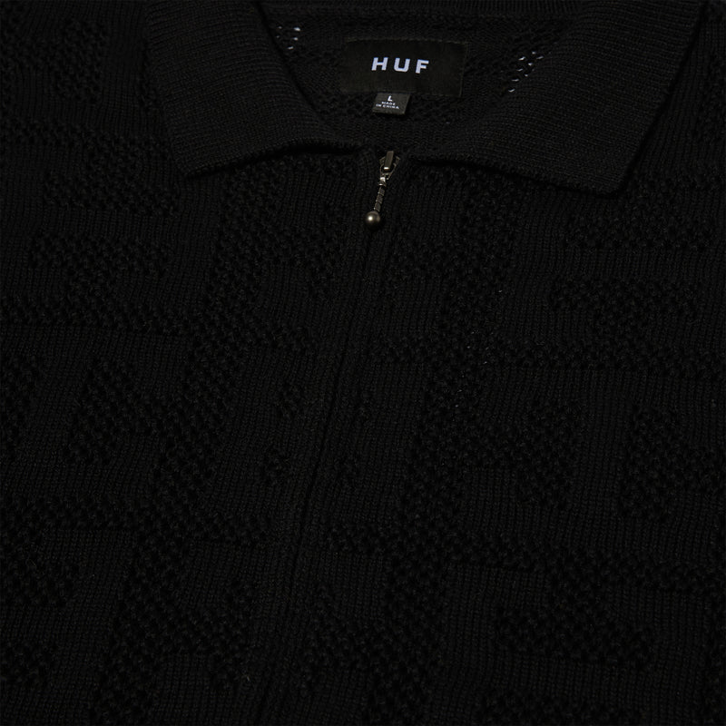 Monogram Jacquard Zip Sweater (BLACK)