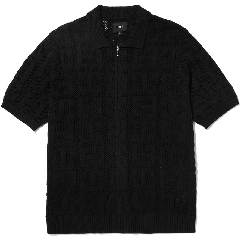 Monogram Jacquard Zip Sweater (BLACK)