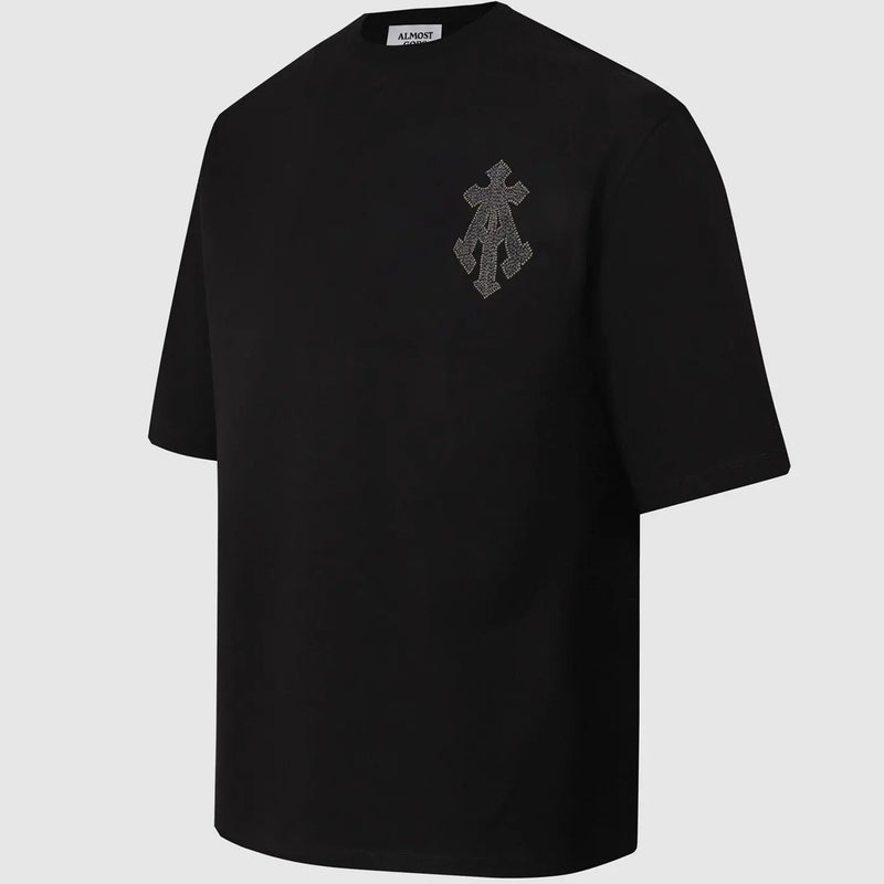 Alpha Cross Tee In Zari Embroidery (Black)