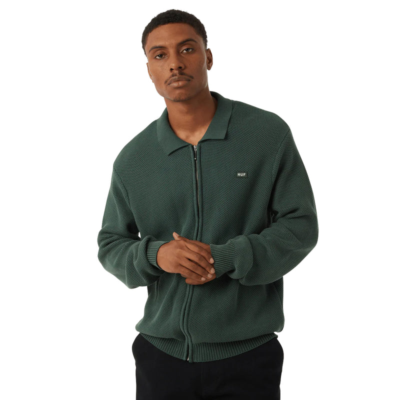 Anton Zip Overdyed Sweater (Hunter Green)