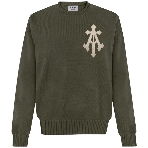 Alpha Cross Knit Sweater (Olive)