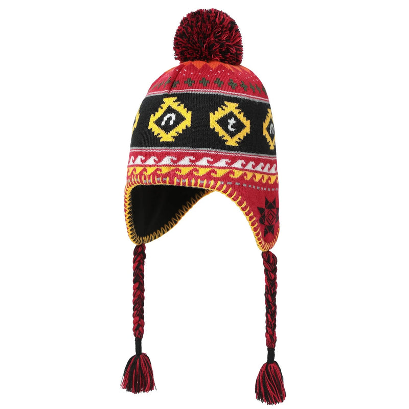 Pom Earflap Beanie (Red)