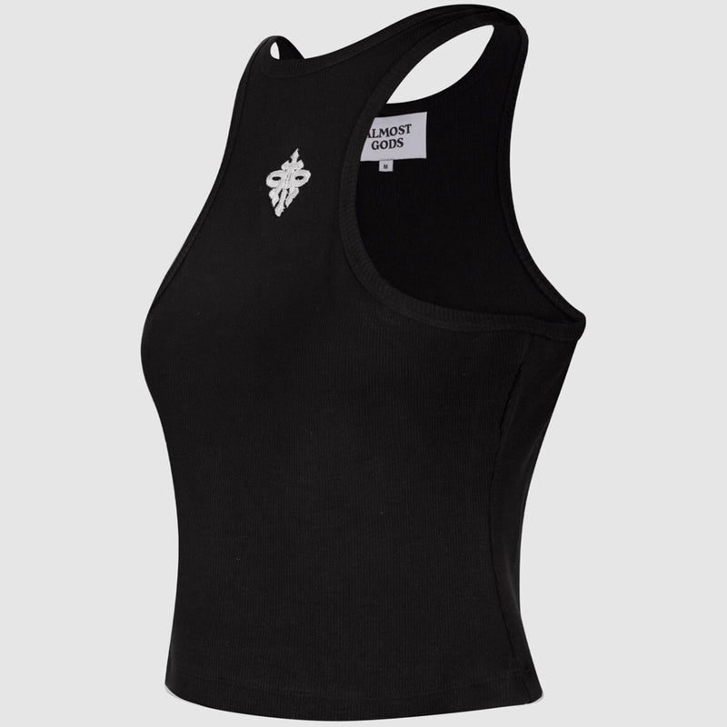 Alpha Cross Ribbed Tank Top (Black)