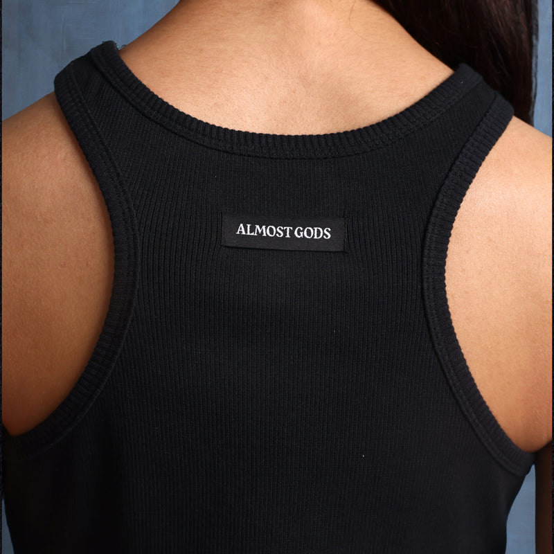 Alpha Cross Ribbed Tank Top (Black)