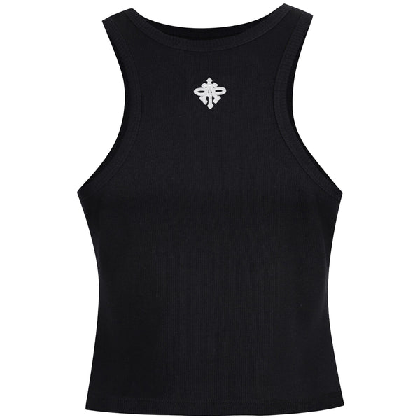 Alpha Cross Ribbed Tank Top (Black)