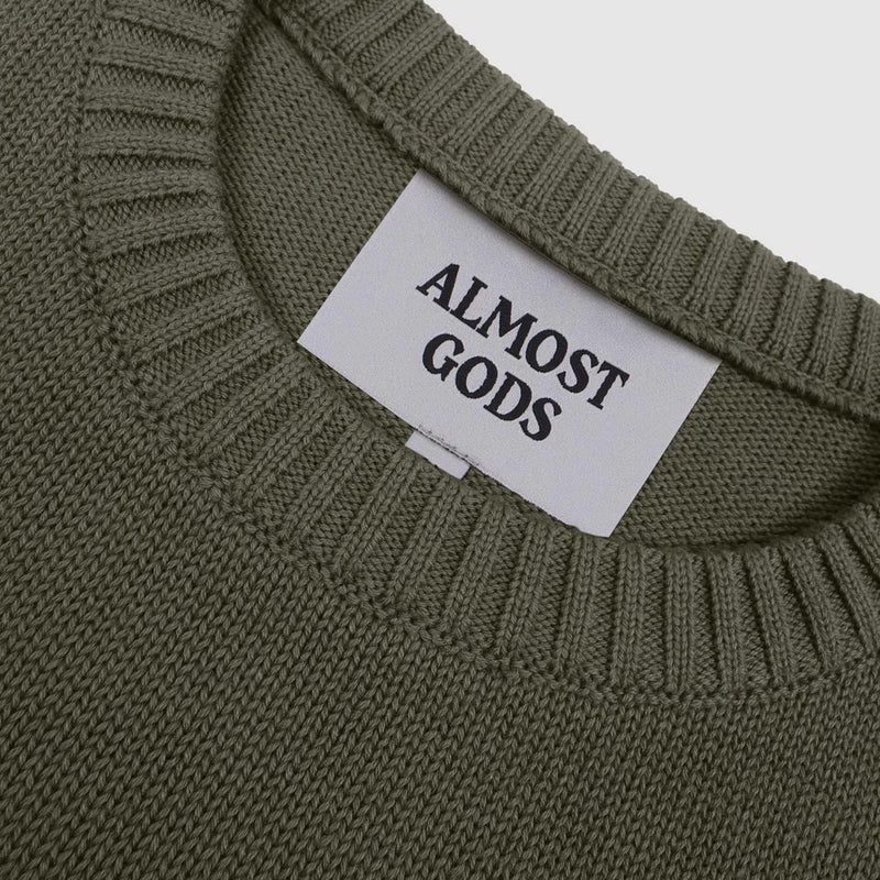 Alpha Cross Knit Sweater (Olive)