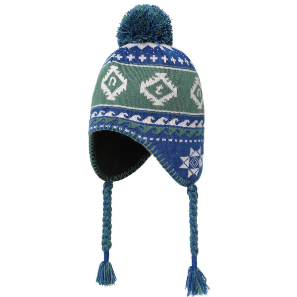 Pom Earflap Beanie (Blue)