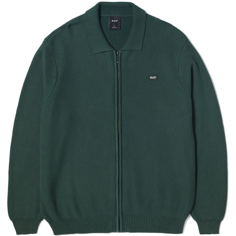 Anton Zip Overdyed Sweater (Hunter Green)