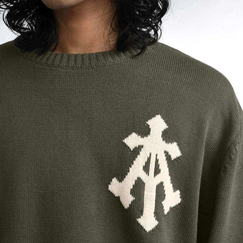 Alpha Cross Knit Sweater (Olive)