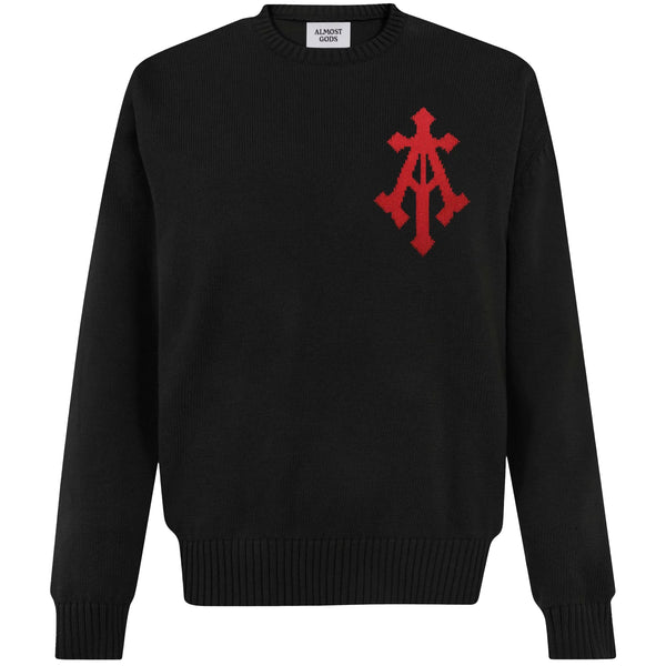 Alpha Cross Knit Sweater (Black)