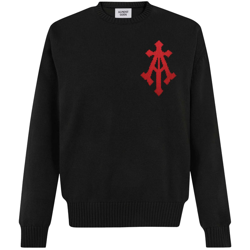 Alpha Cross Knit Sweater (Black)