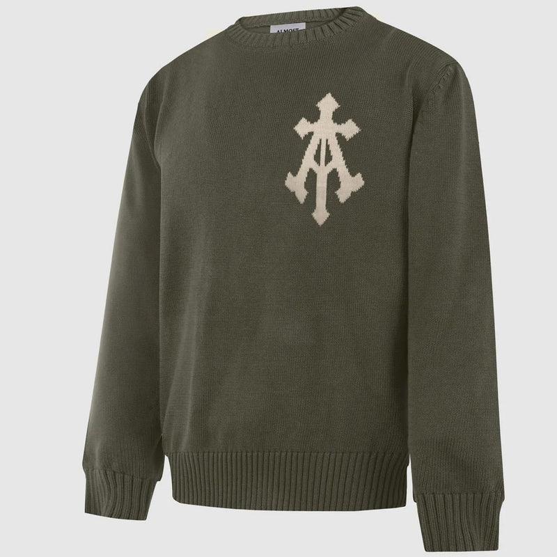 Alpha Cross Knit Sweater (Olive)