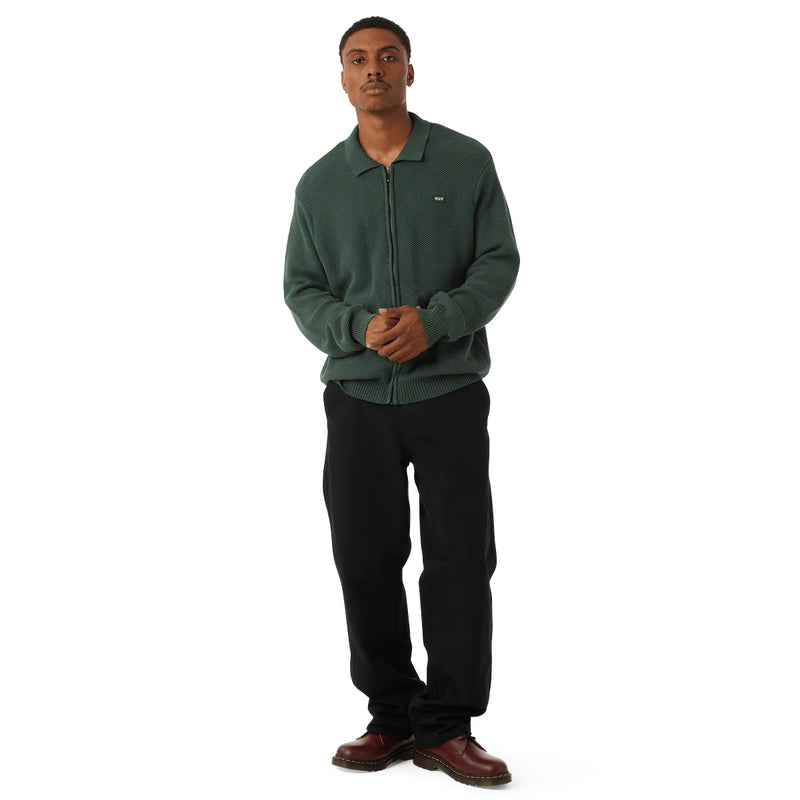 Anton Zip Overdyed Sweater (Hunter Green)