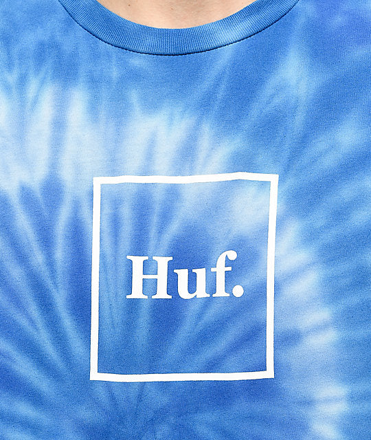 HUF Box Logo Spiral Blue Tie Dye T-Shirt