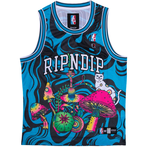 RIPNDIP Psychedelic Basketball Jersey (Black / Blue)