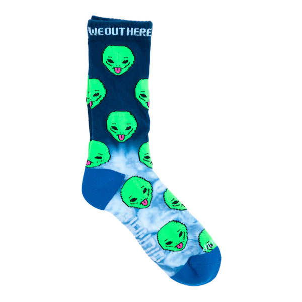 We Out Here Socks (Blue Half Dye)