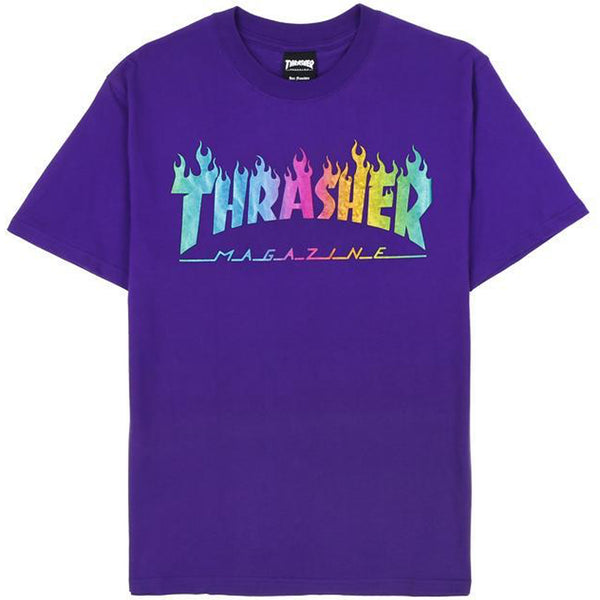 black and purple thrasher shirt