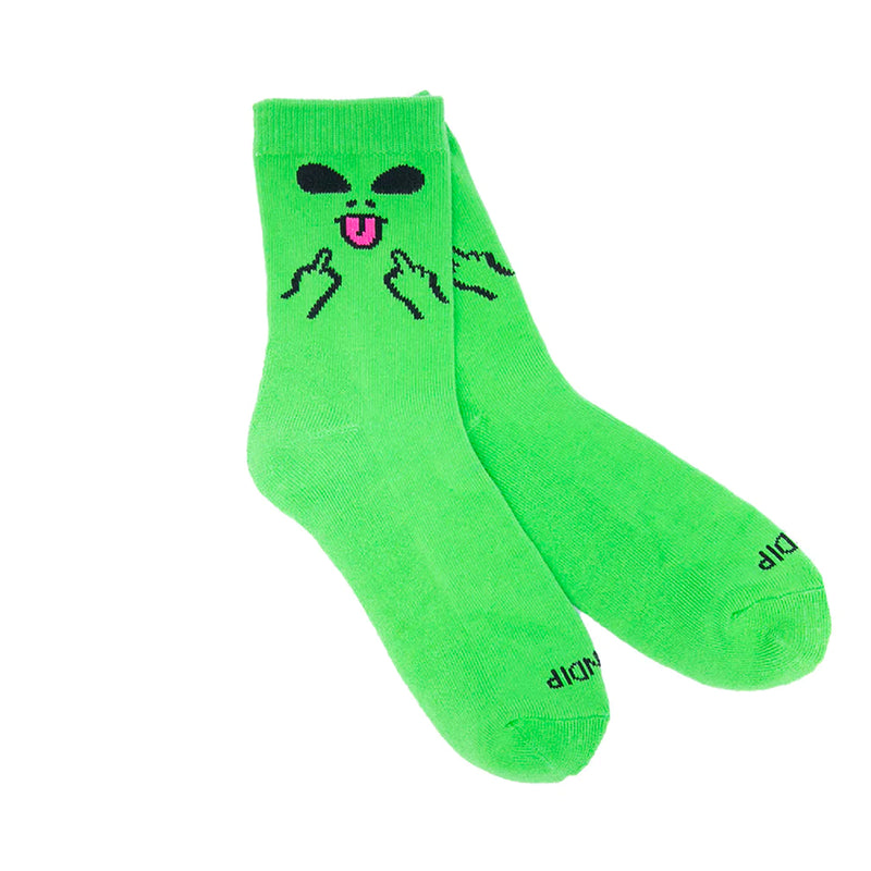 Alien Face Mid Socks (Green)