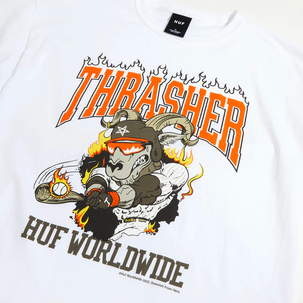 Huf Thrasher Vintage Baseball Short Sleeve T-Shirt Grey